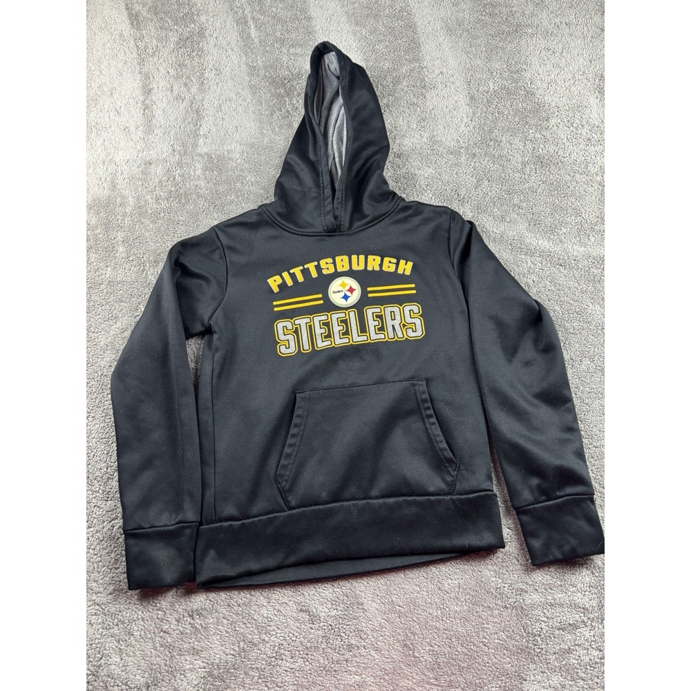 NFL Team Apparel Pittsburgh‎ Steelers Hoodie Girls Large 10/12 Black Sweatshirt